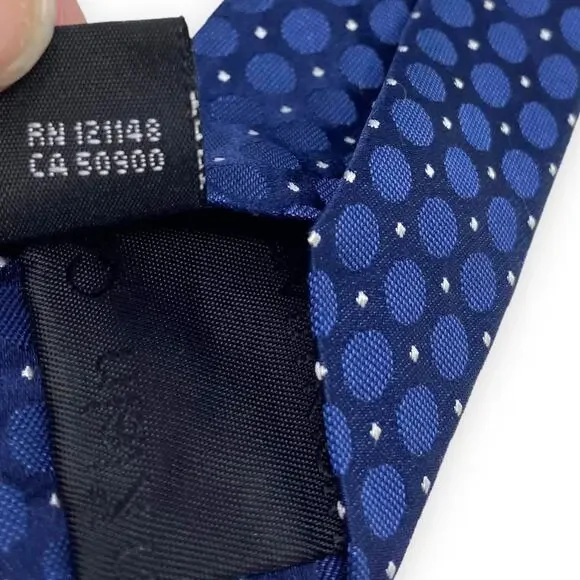 CALVIN KLEIN Blue Silk Polka Dot Sphere Pattern Tie - Picture 4 of 7